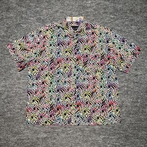 David Smith Australia Shirt Men XL Multicolor Wavy Abstract Button-up Designer